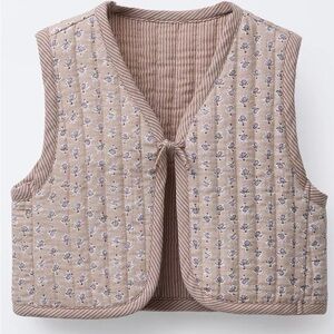 Zara Kids FLORAL PRINT QUILTED VEST, 3y